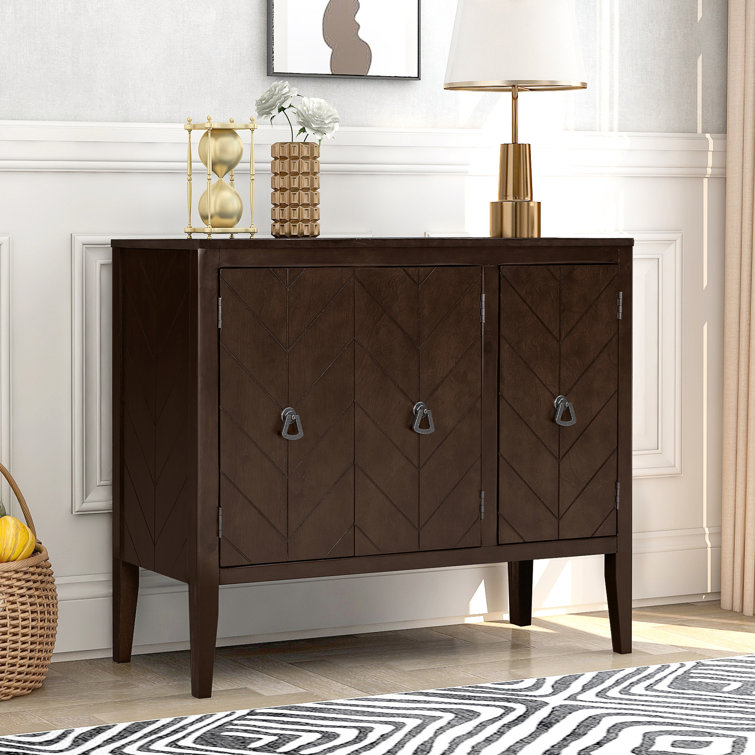 Dark wood store accent cabinet